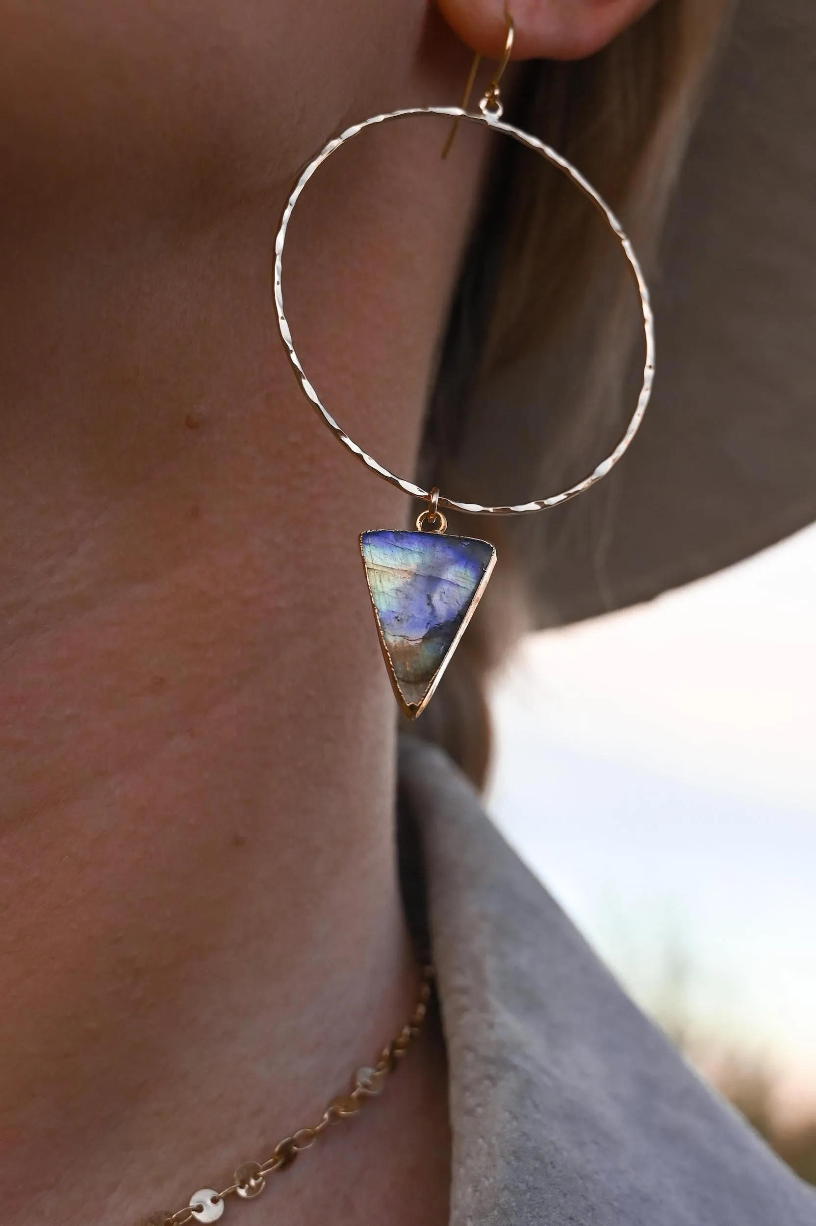 Intuition Labradorite Gold Hoops