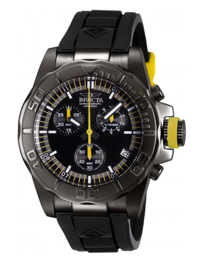 INVICTA Pro Diver Mens Watch - Black Metal - Chronograph - Date - Polyurethane