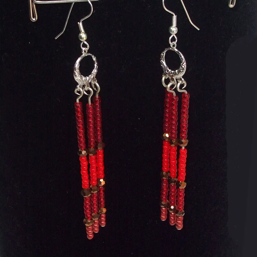 Kalabia, Long Dangle, Beaded Ear Wire Earrings