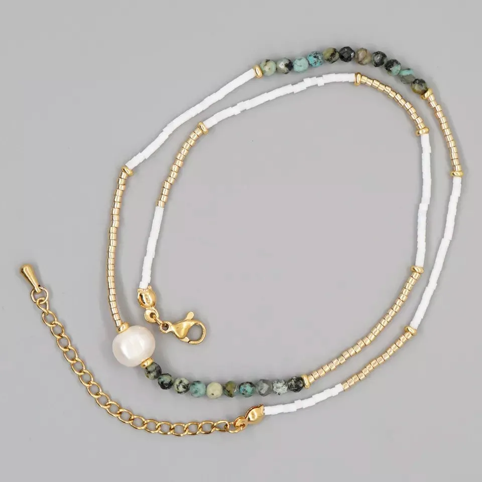 Kayhlani Necklace - Pearl/Glass Beads