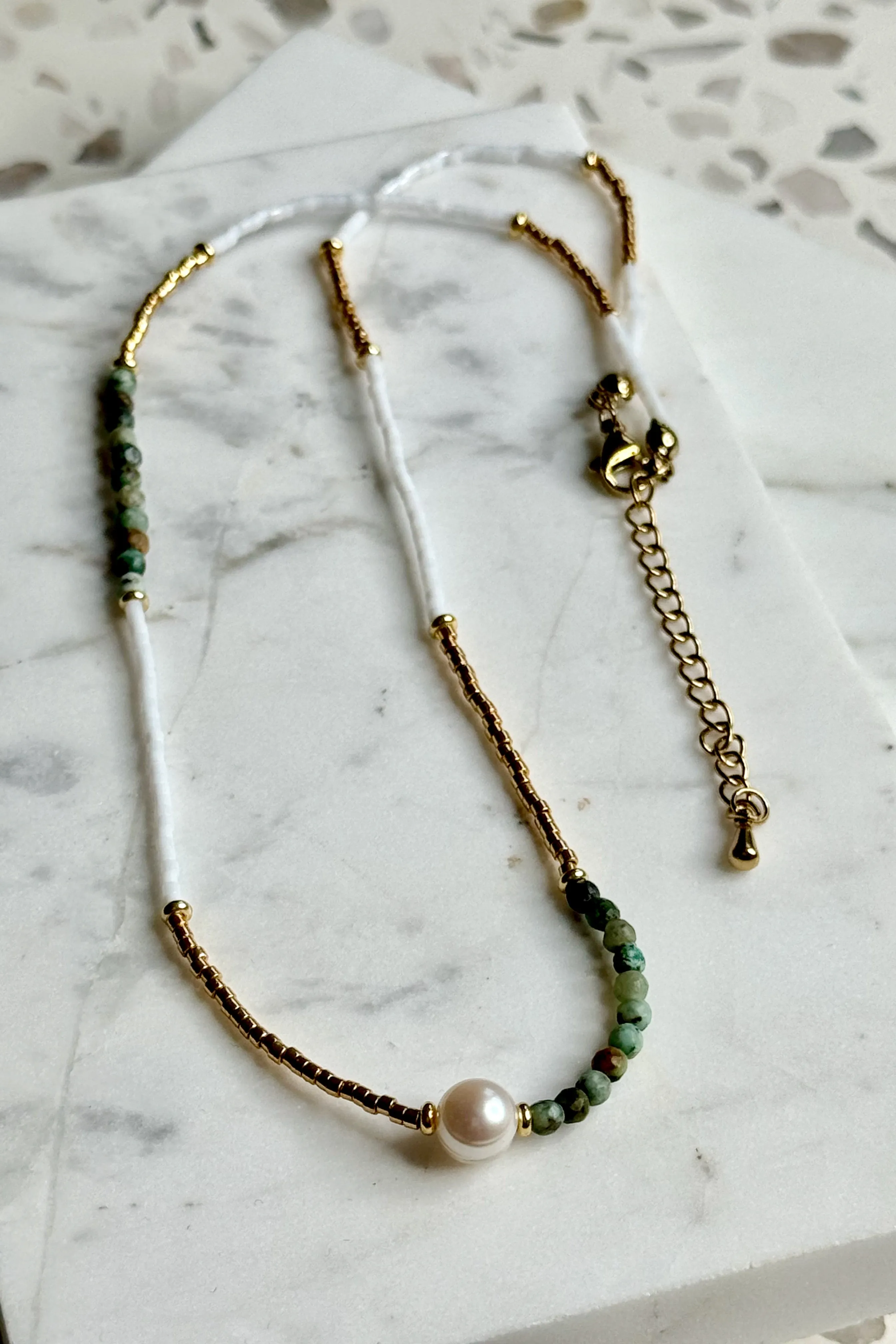 Kayhlani Necklace - Pearl/Glass Beads