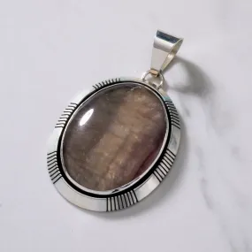 K.B. Fluorite Navajo USA Native American Made 925 Sterling Silver Pendant