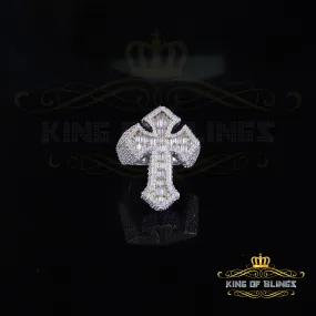 King of Bling's Men's Baguette 925 Sterling Silver 6ct VVS D Moissanite White Cross Rings SZ 10