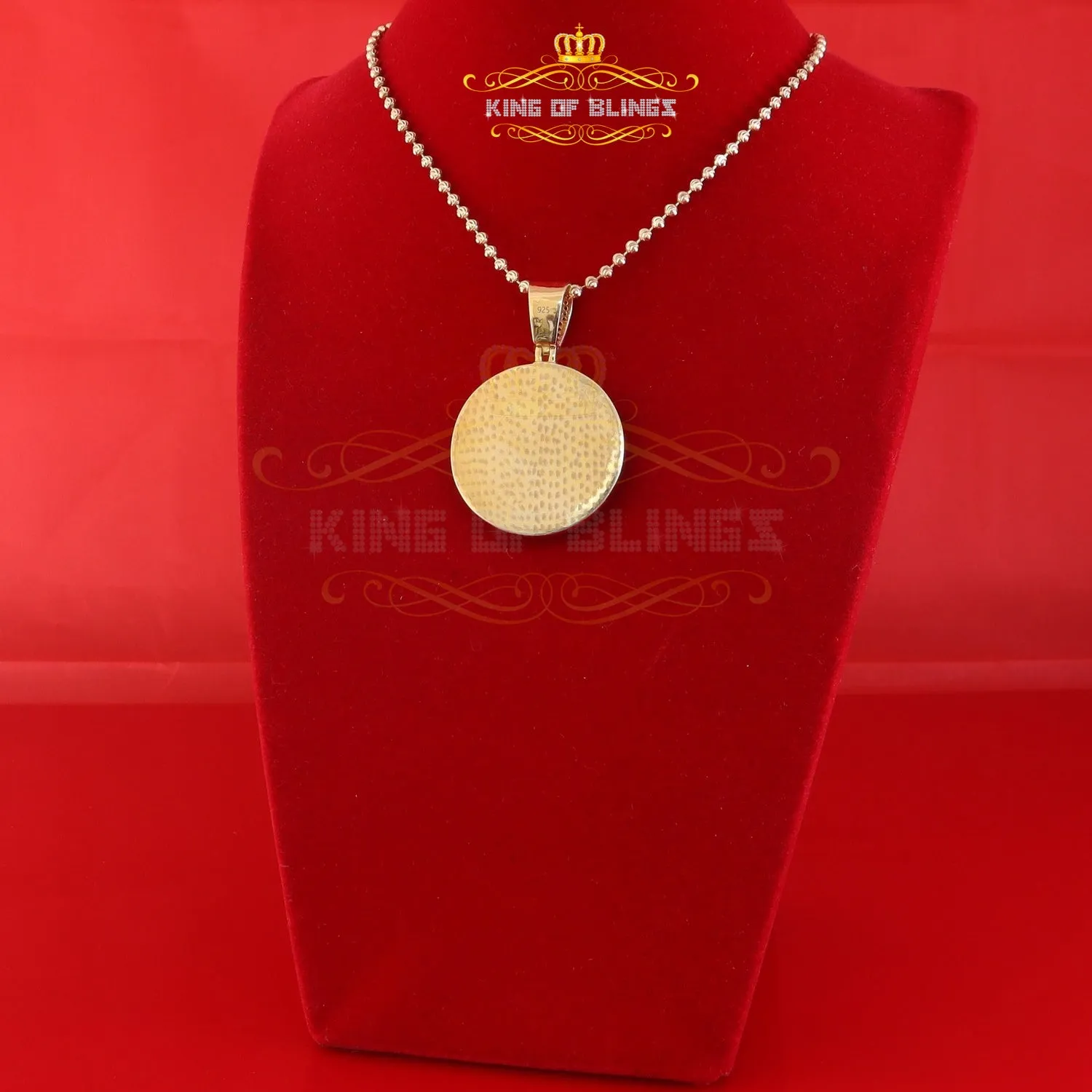 King Of Bling's Moissanite Vvs ' IF'D' 2.00CT Enamel 'SAINT JUDE' Yellow Circle Men's Pendant