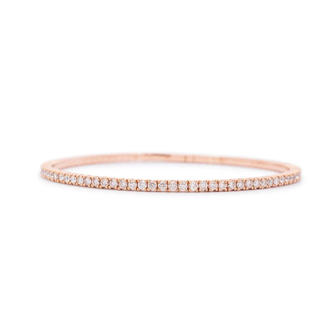 Ladies 18K Rose Gold Natural Diamonds Flexible Tennis Bracelet 2.33 CTW