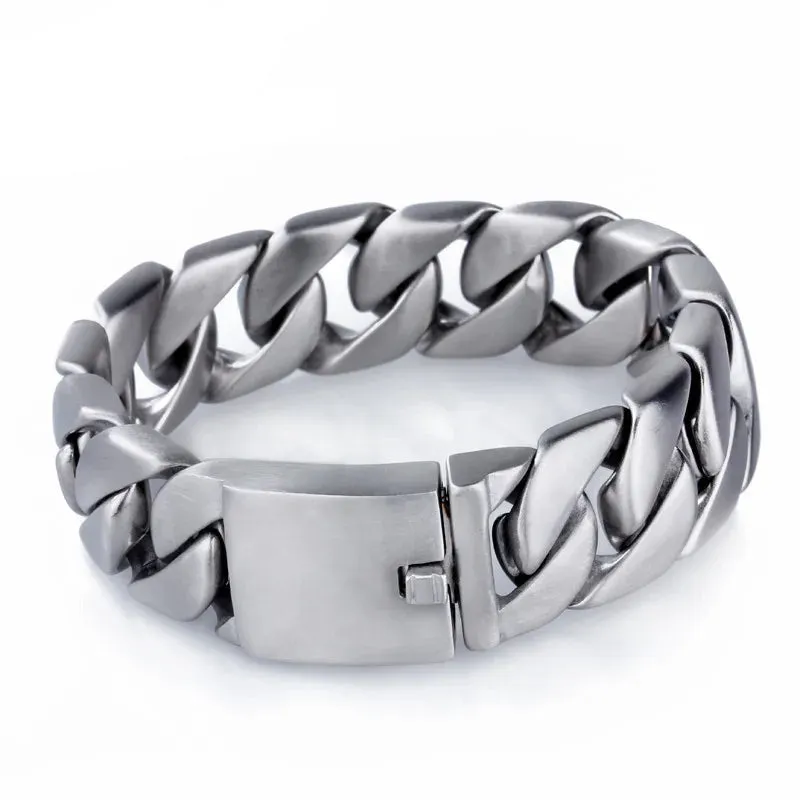 Large Heavy Wide Stainless Steel Biker Men Bangle Bracelet, Color Silver