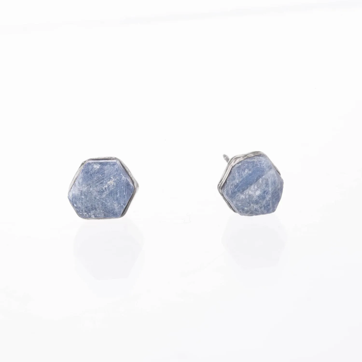 Large Raw Sapphire Stud Earrings in Sterling Silver