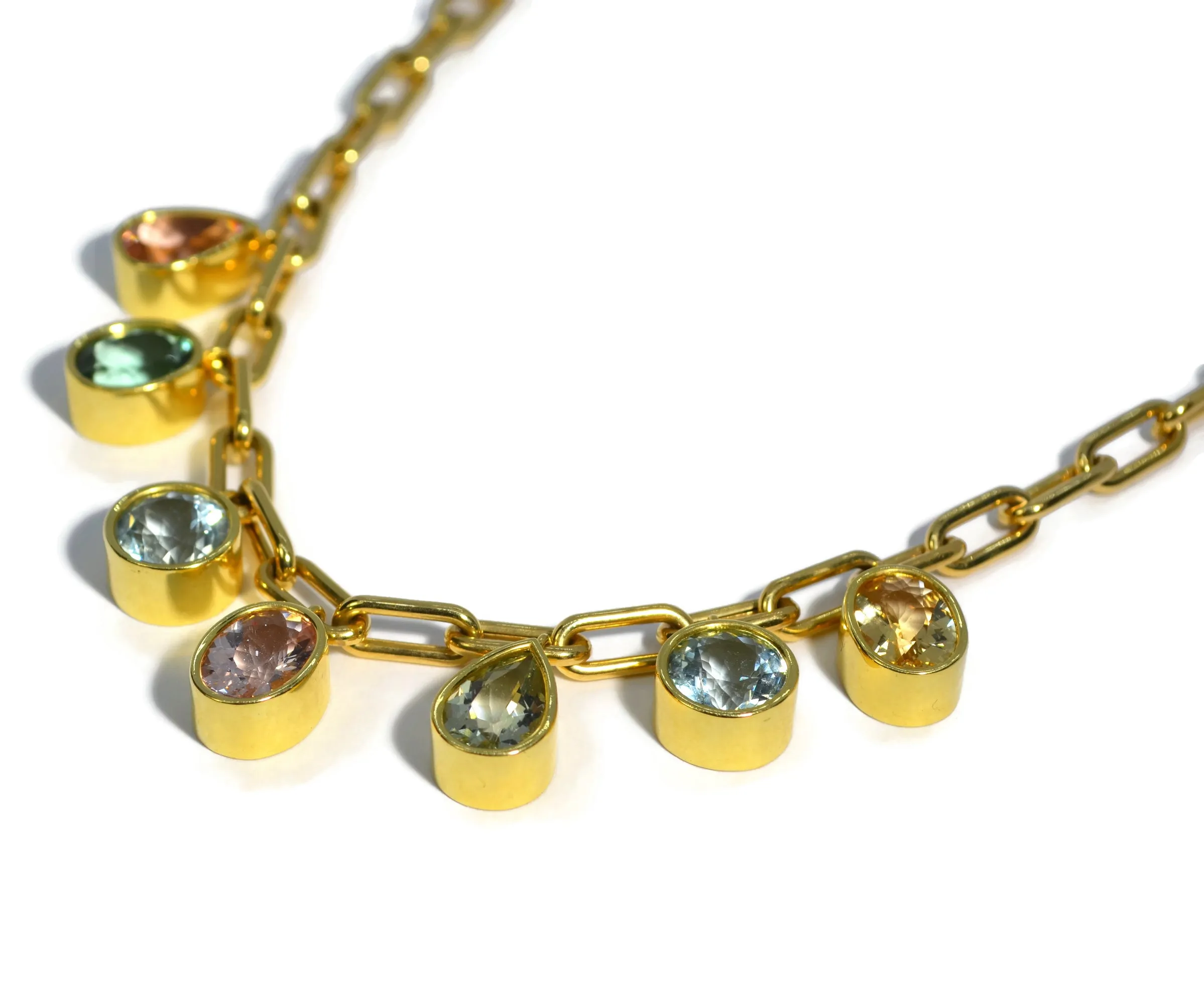 Lauren K - Necklace with Multicolor Tourmaline and Beryl, 18k Yellow Gold