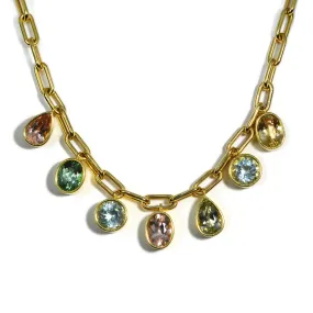 Lauren K - Necklace with Multicolor Tourmaline and Beryl, 18k Yellow Gold