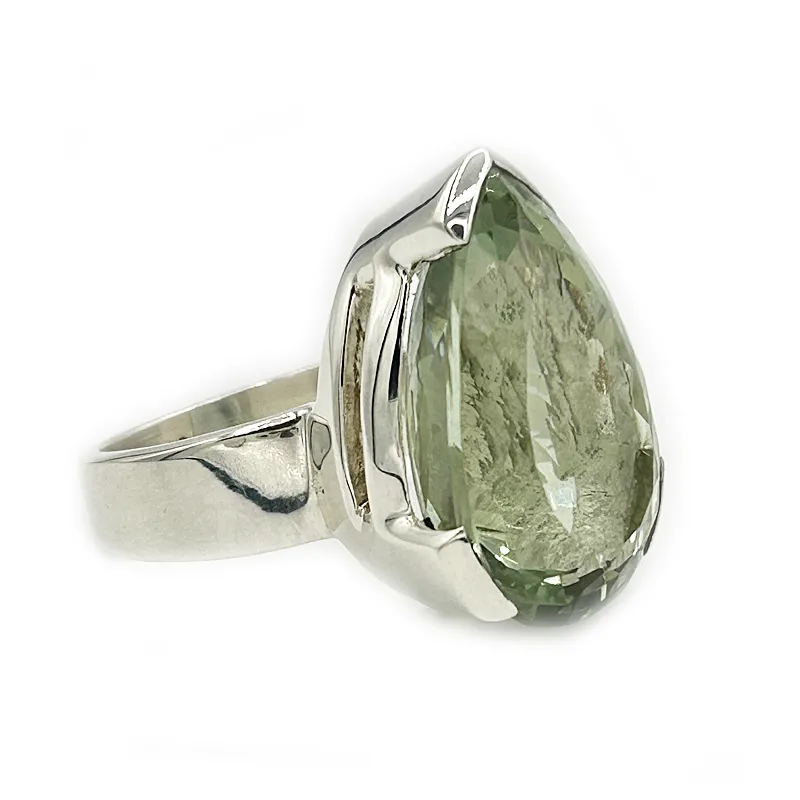 Lave Green Amethyst Teardrop Ring