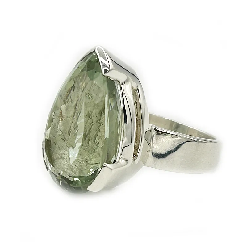 Lave Green Amethyst Teardrop Ring