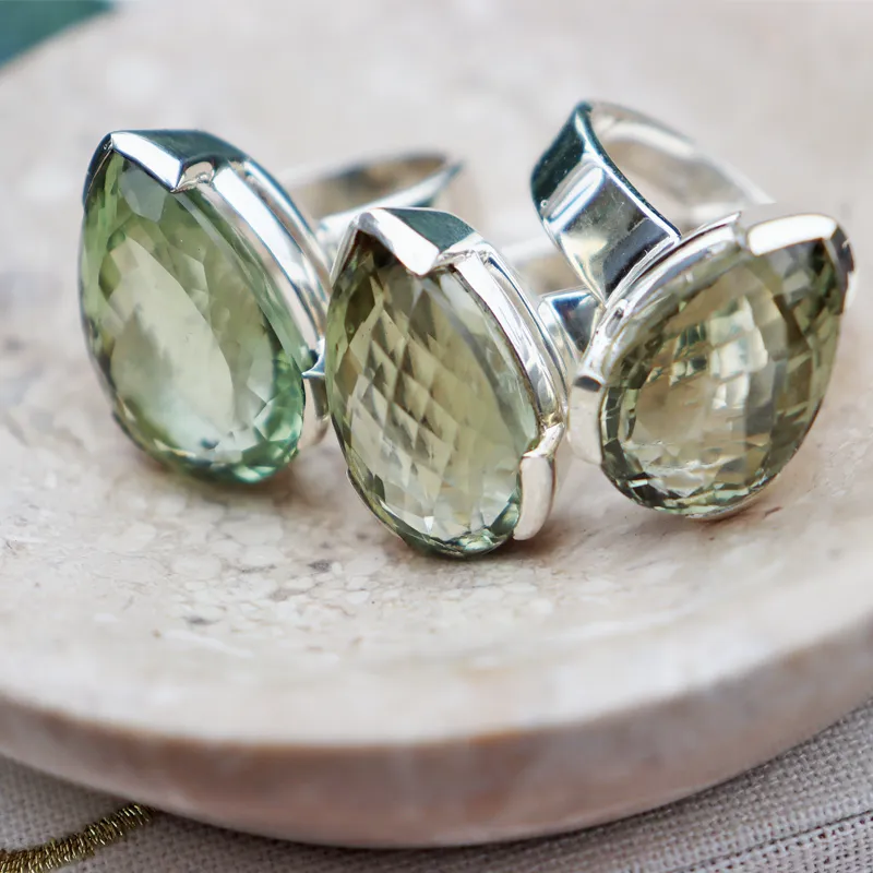 Lave Green Amethyst Teardrop Ring