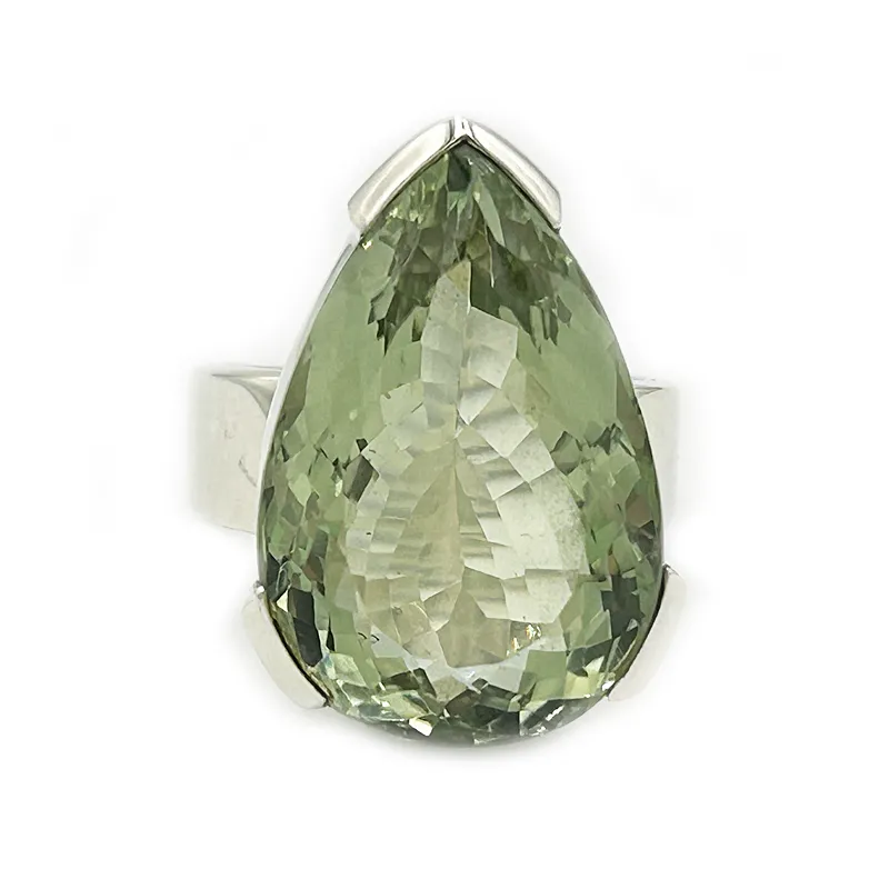 Lave Green Amethyst Teardrop Ring