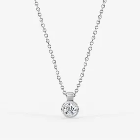 Luna Bezel Solitaire Necklace 18K White Gold