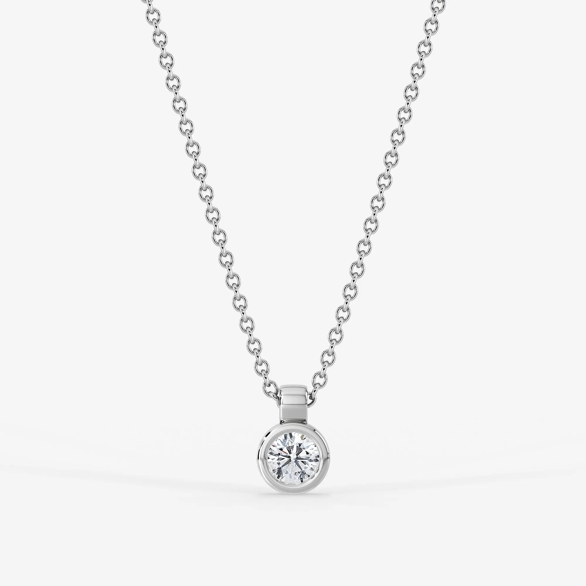 Luna Bezel Solitaire Necklace 18K White Gold