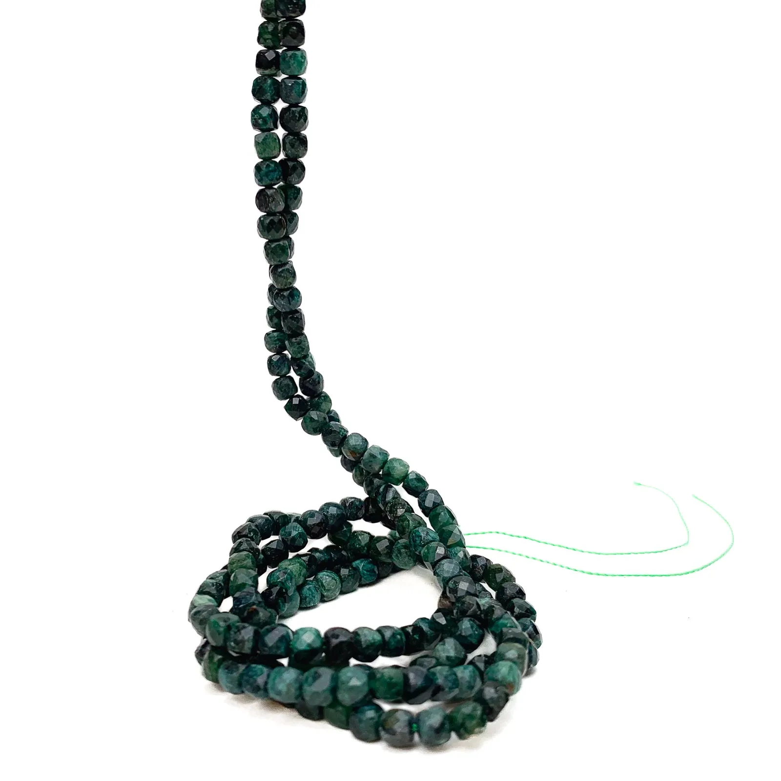 Malachite 4mm Faceted Cubes Bead Strand