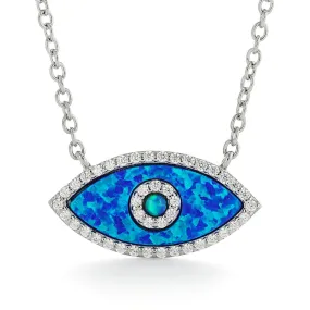 Marquise Blue Opal Evil Eye Necklace