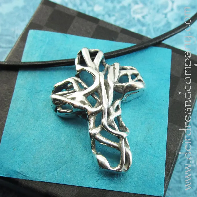 Mexico Cross in Silver on Leather Cord