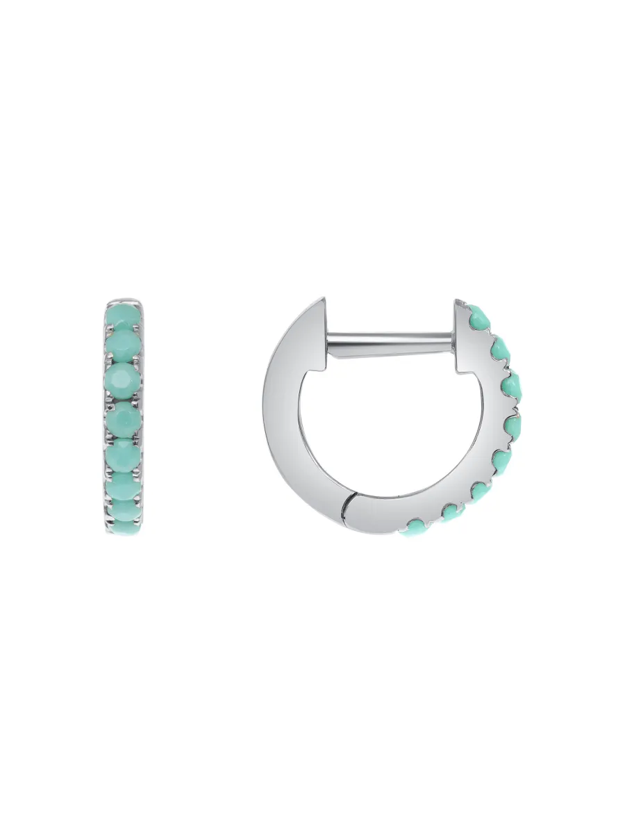 Mini Turquoise Huggie Earring 14K