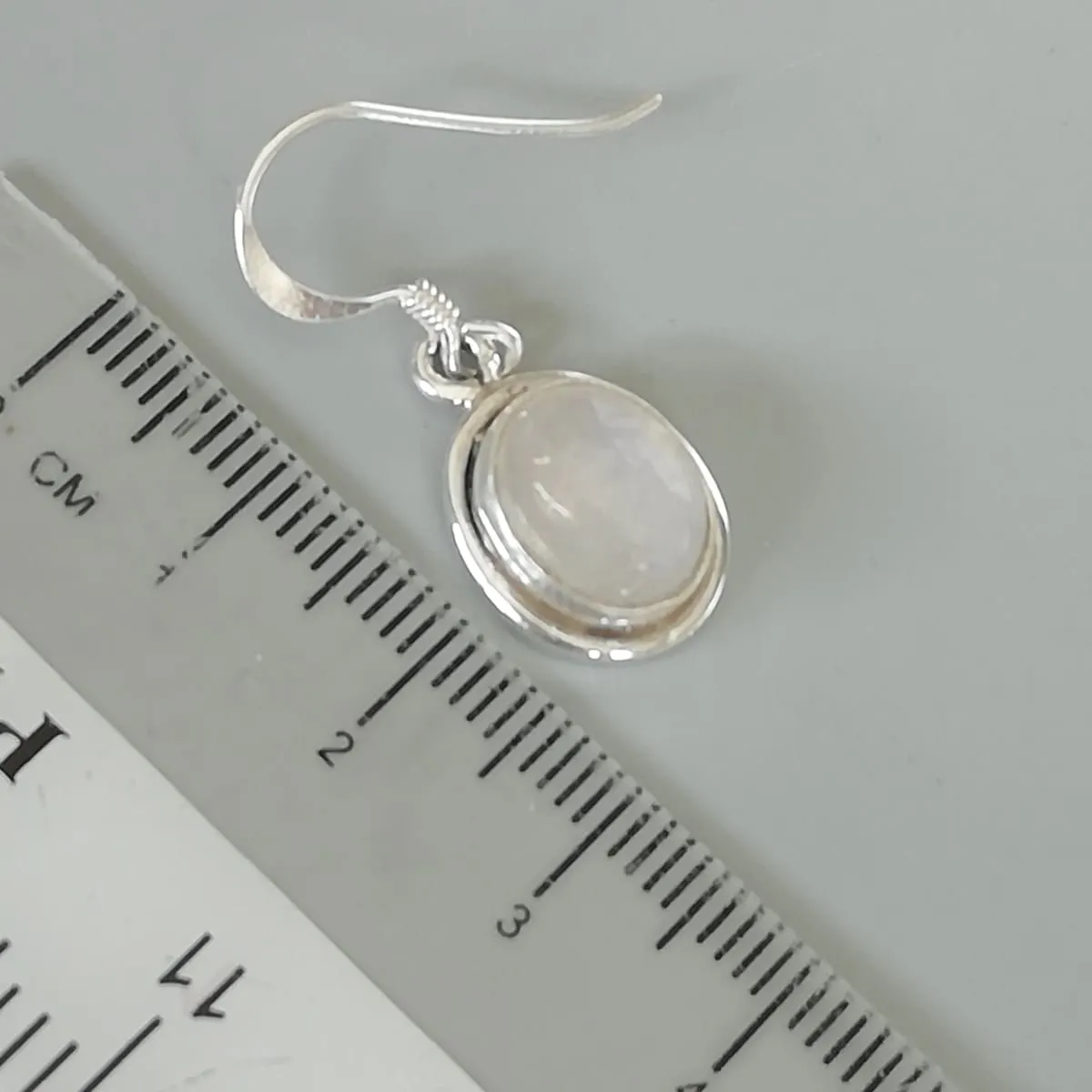 Moon stone earrings | Sterling silver white ear danglers | Stone ear dangler | E108