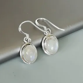 Moon stone earrings | Sterling silver white ear danglers | Stone ear dangler | E108