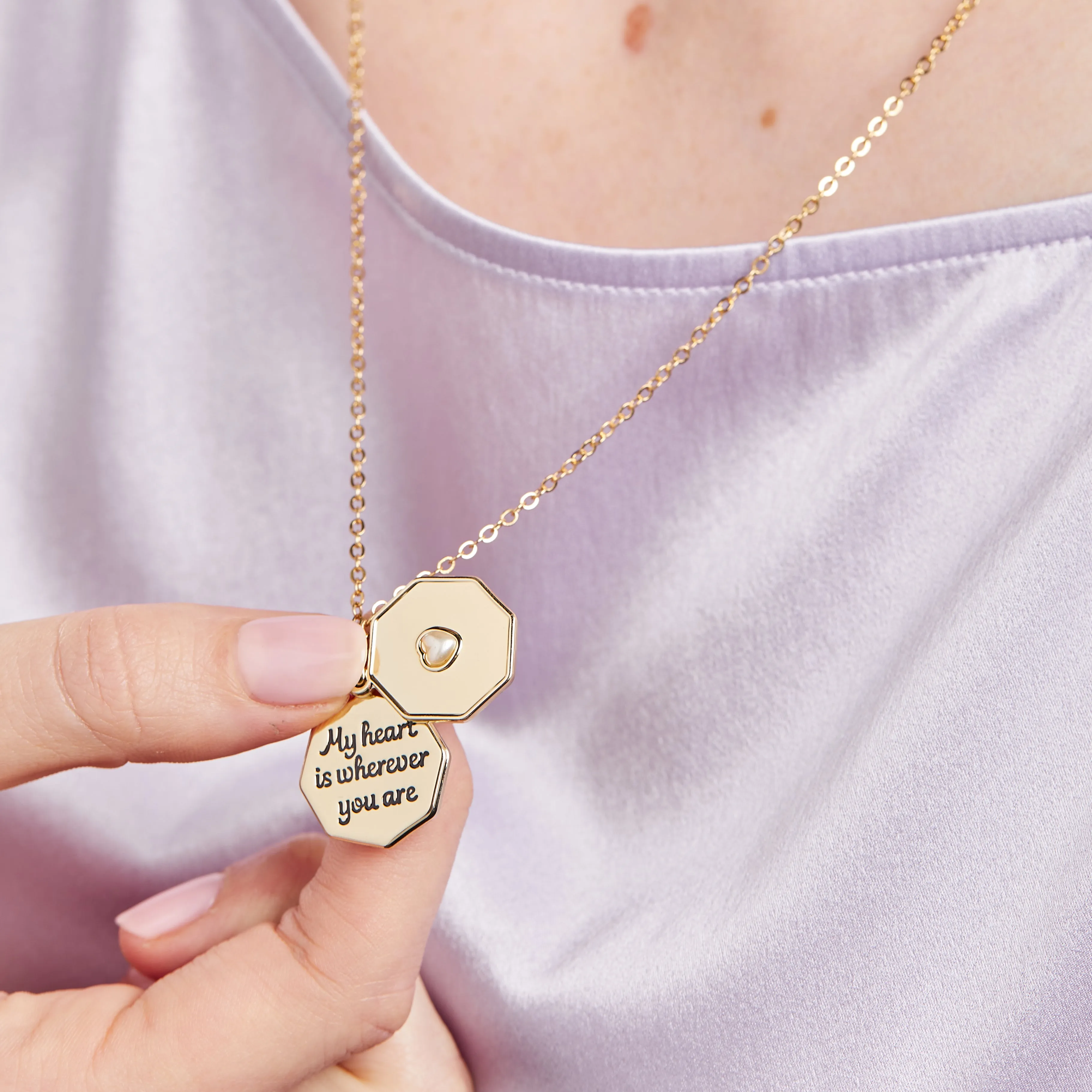 'My Heart is Wherever You Are' Slider Necklace, Adjustable