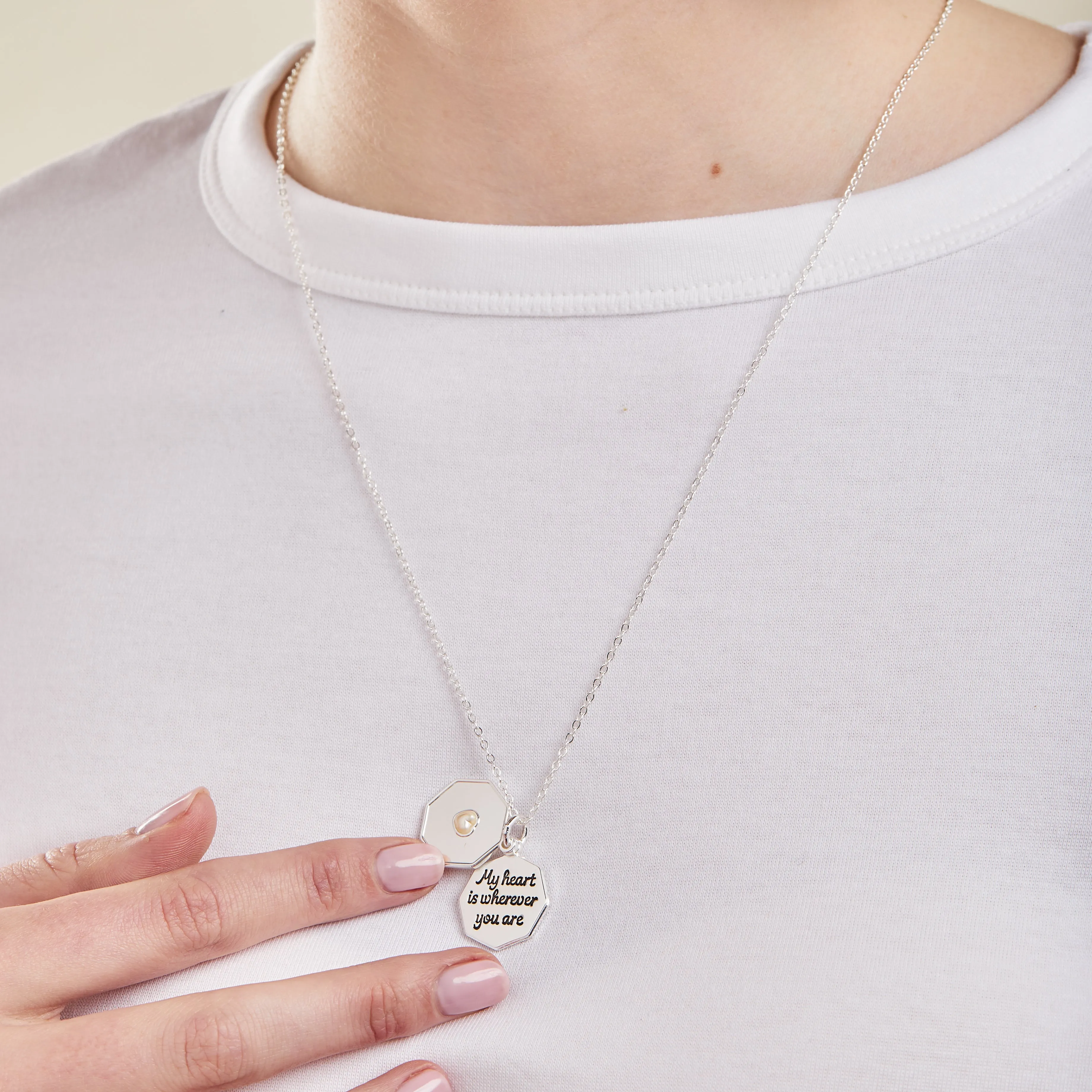 'My Heart is Wherever You Are' Slider Necklace, Adjustable