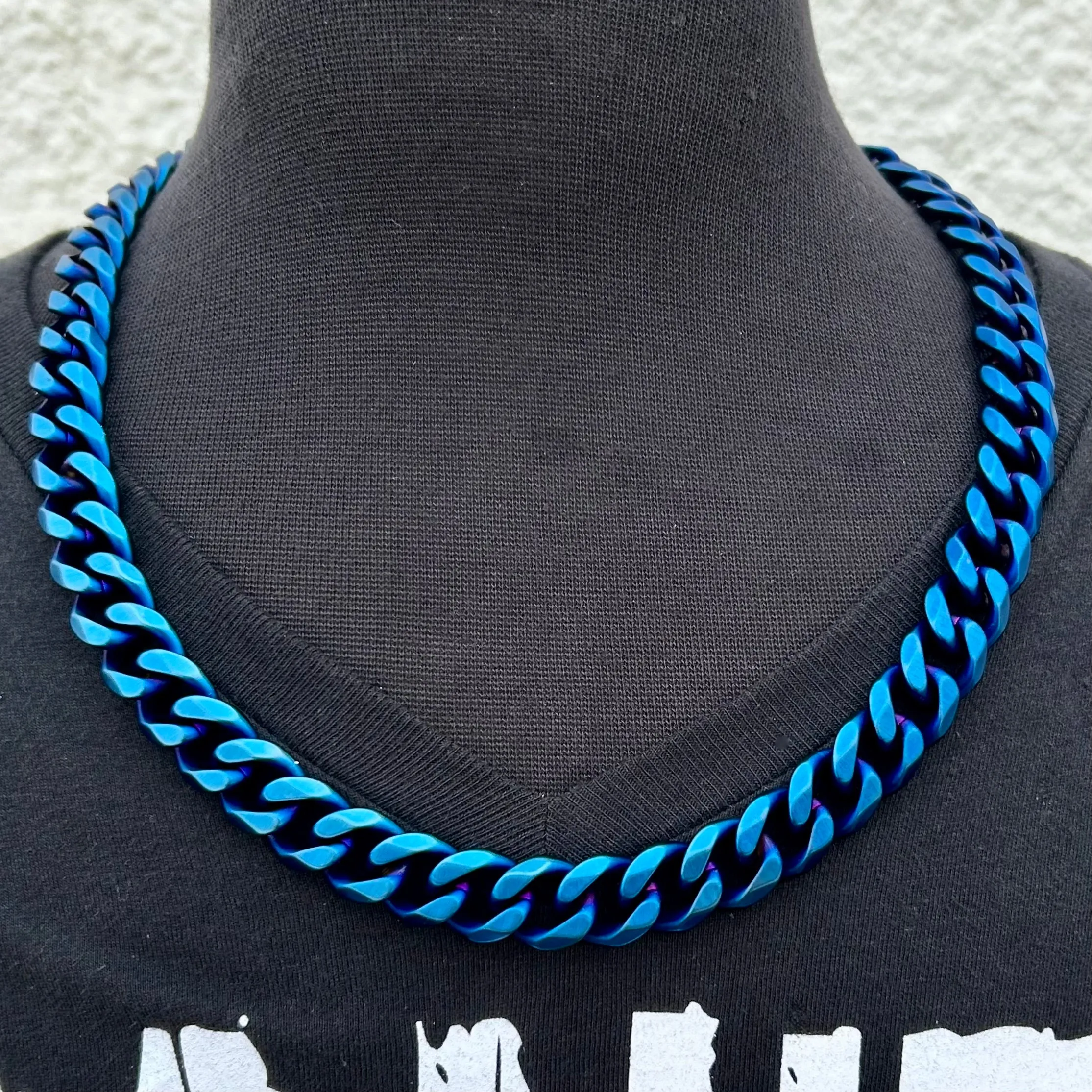 Necklace - Diamond Cut Cuban Link - Classic - Blue - 1/2 Wide - CN12