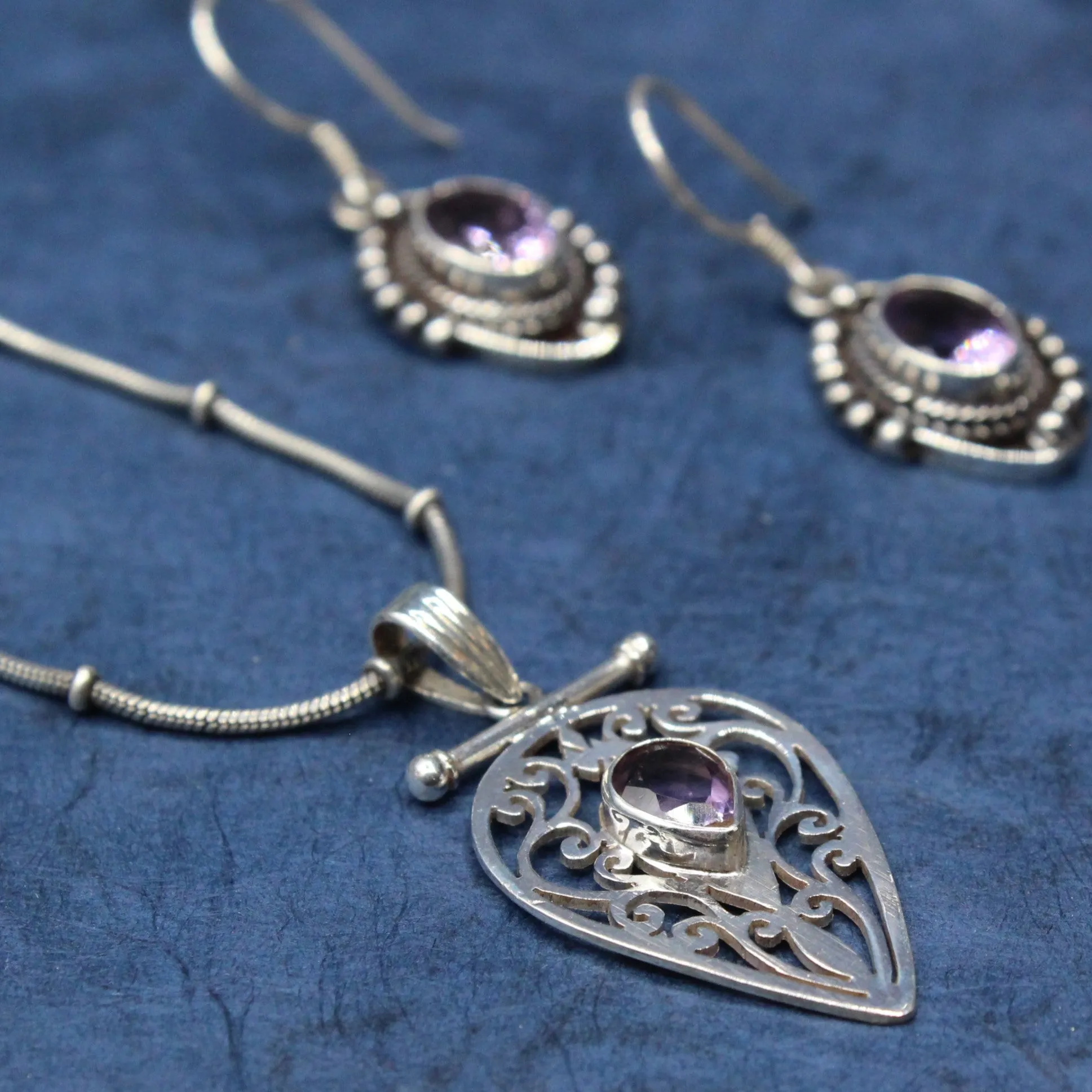 Nepali Teardrop Silver Necklace