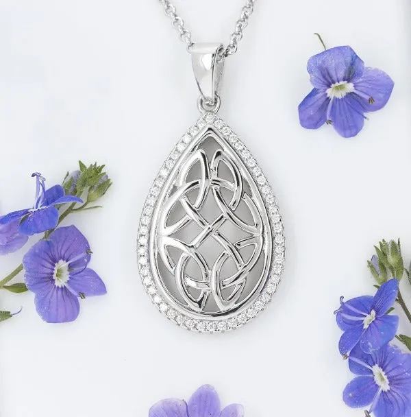 Oval Celtic Knot Pendant with CZ