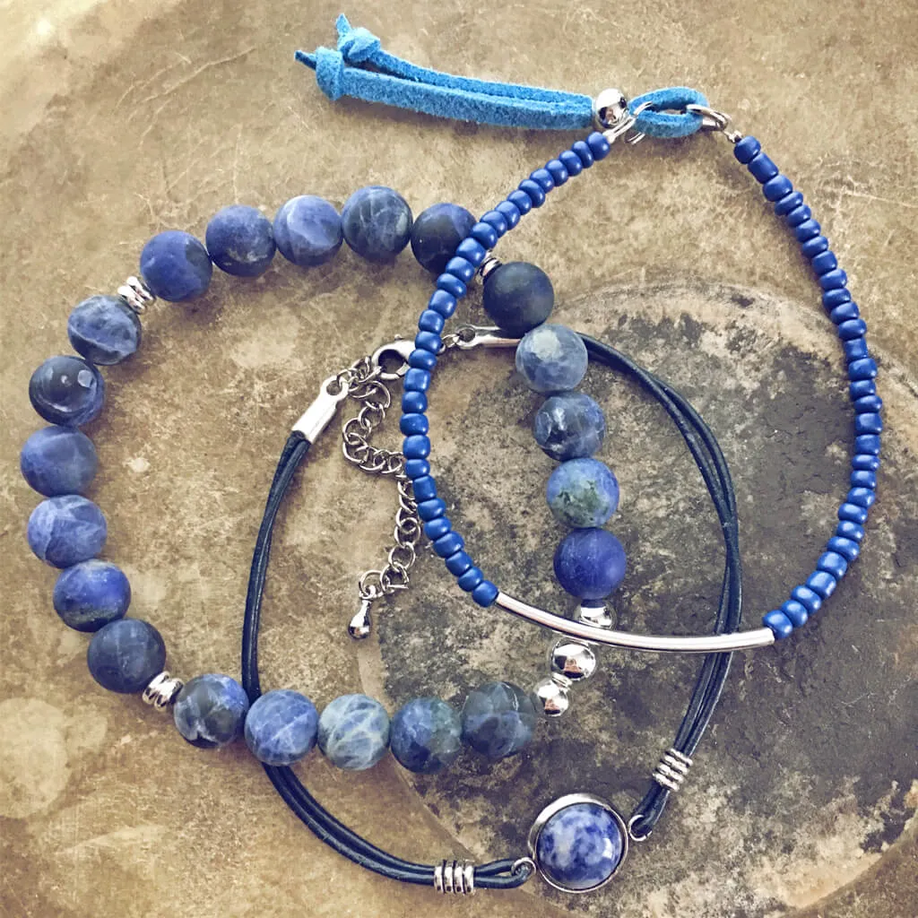 pacific blue // beachy bracelet style pack - set of 3