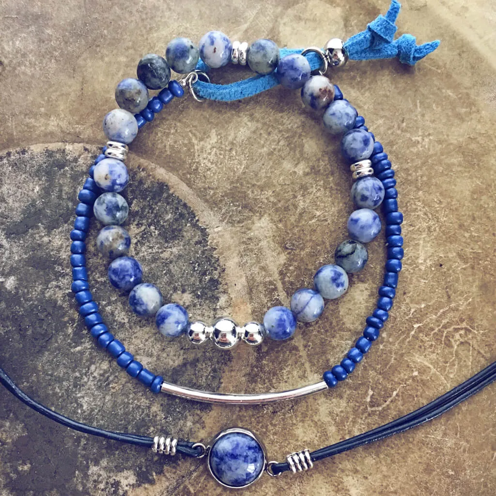 pacific blue // beachy bracelet style pack - set of 3