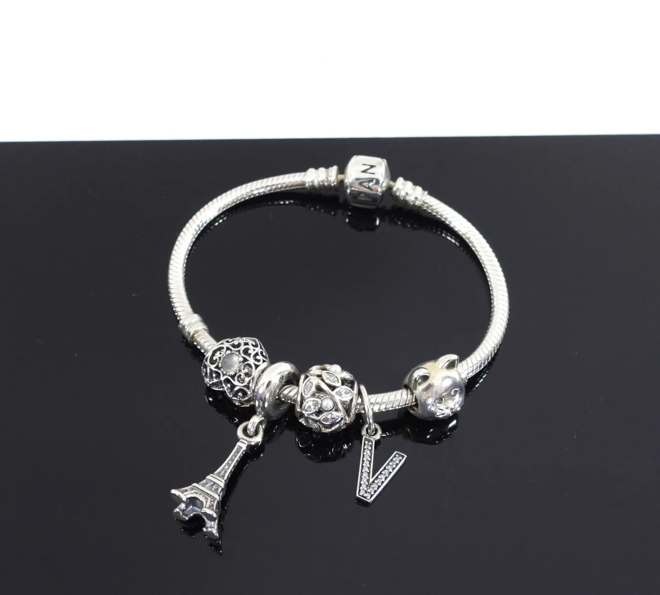 Pandora Sterling Silver Bracelet with 5 Charms