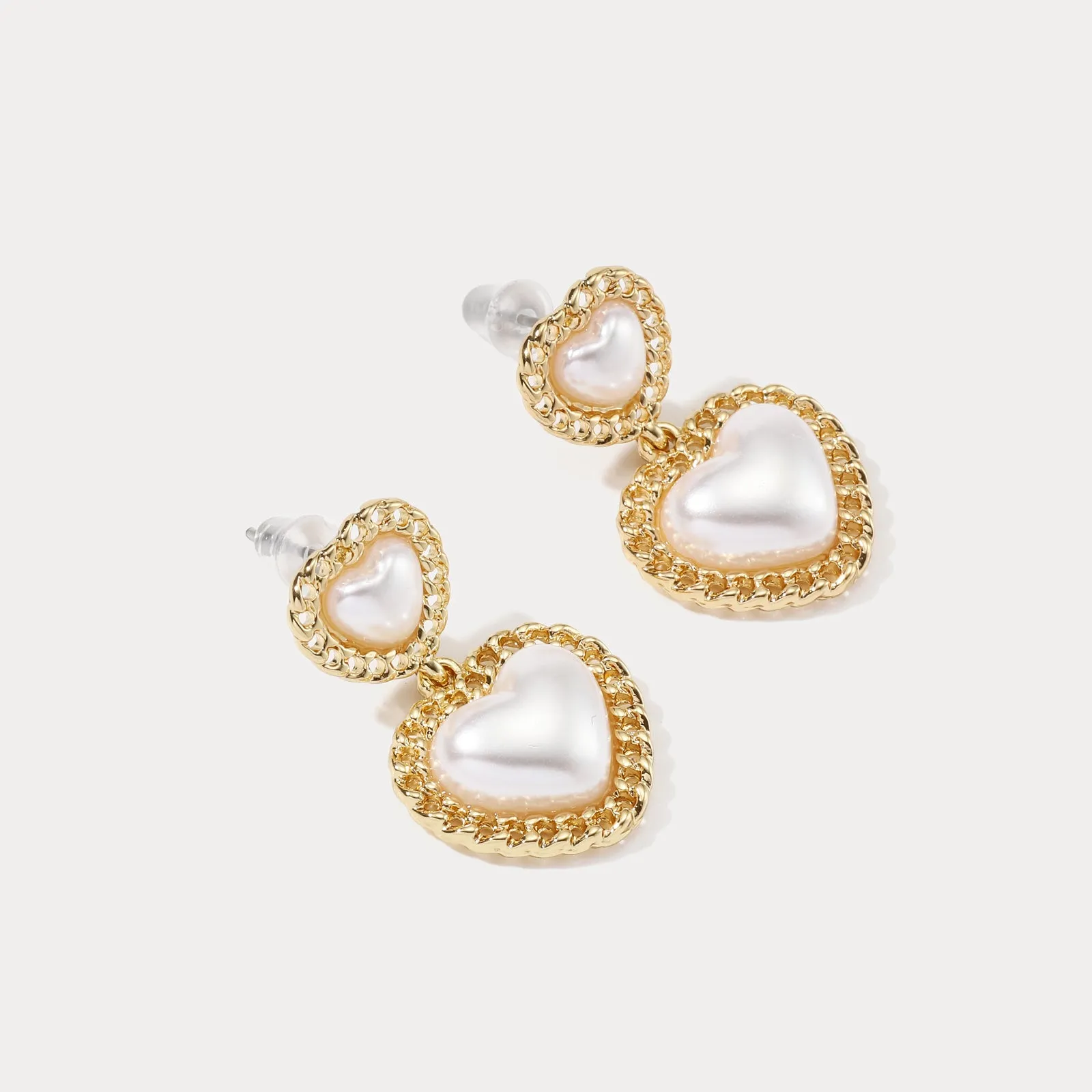 Pearl Heart Earrings