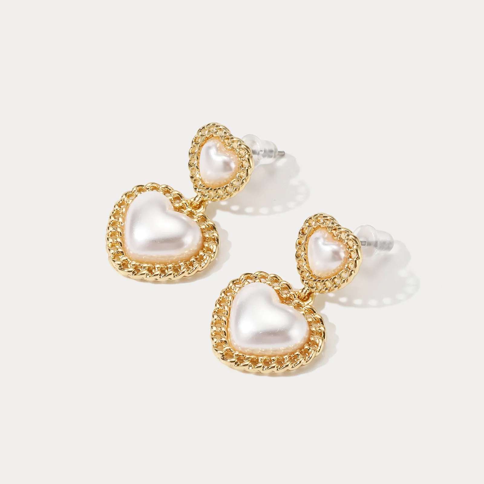 Pearl Heart Earrings