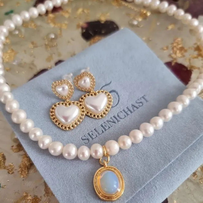 Pearl Heart Earrings