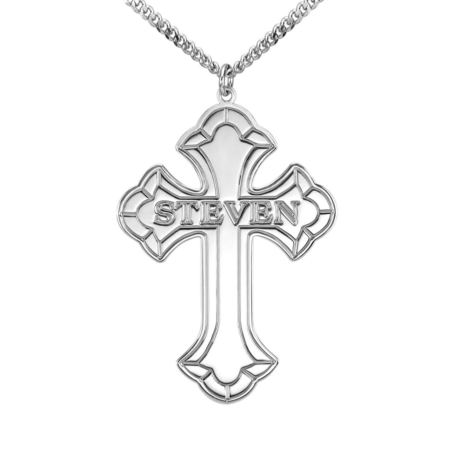 Personalized Large Engraved Cross Necklace