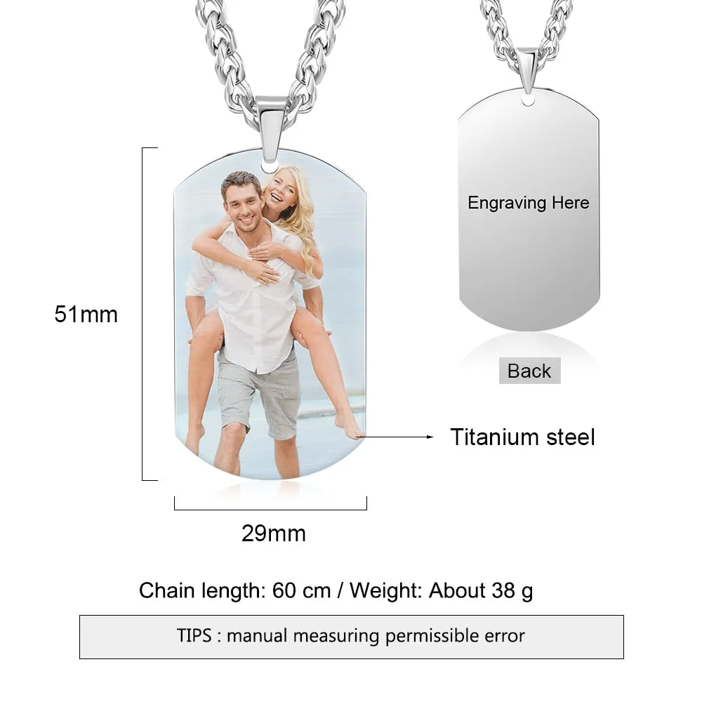 Personalized Memory Photo Necklace Titanium