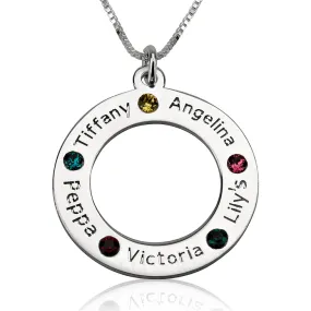 Personalized Mothers Loop Necklace with Birthstones