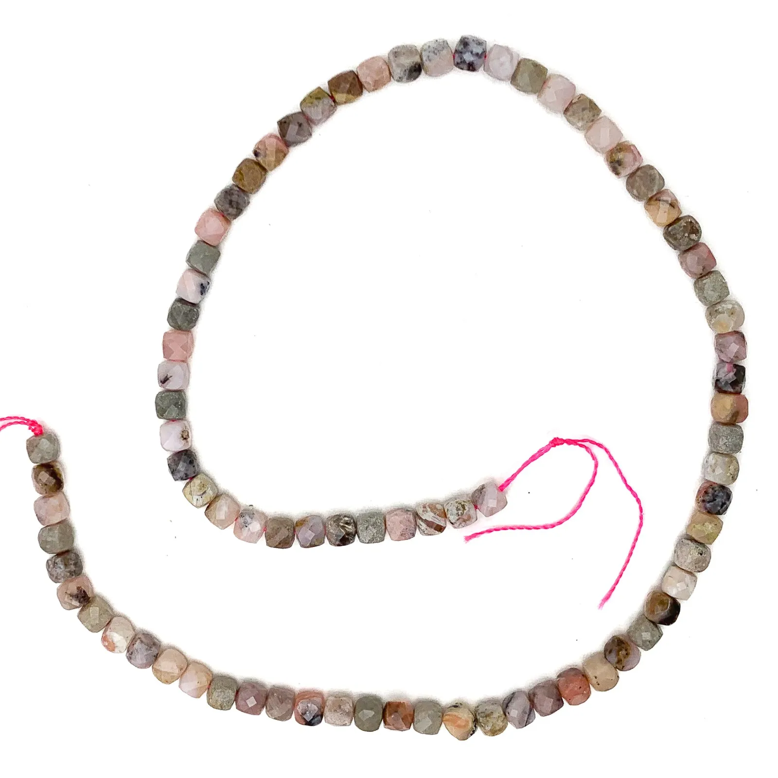 Pink Opal 5mm Faceted Cubes Bead Strand