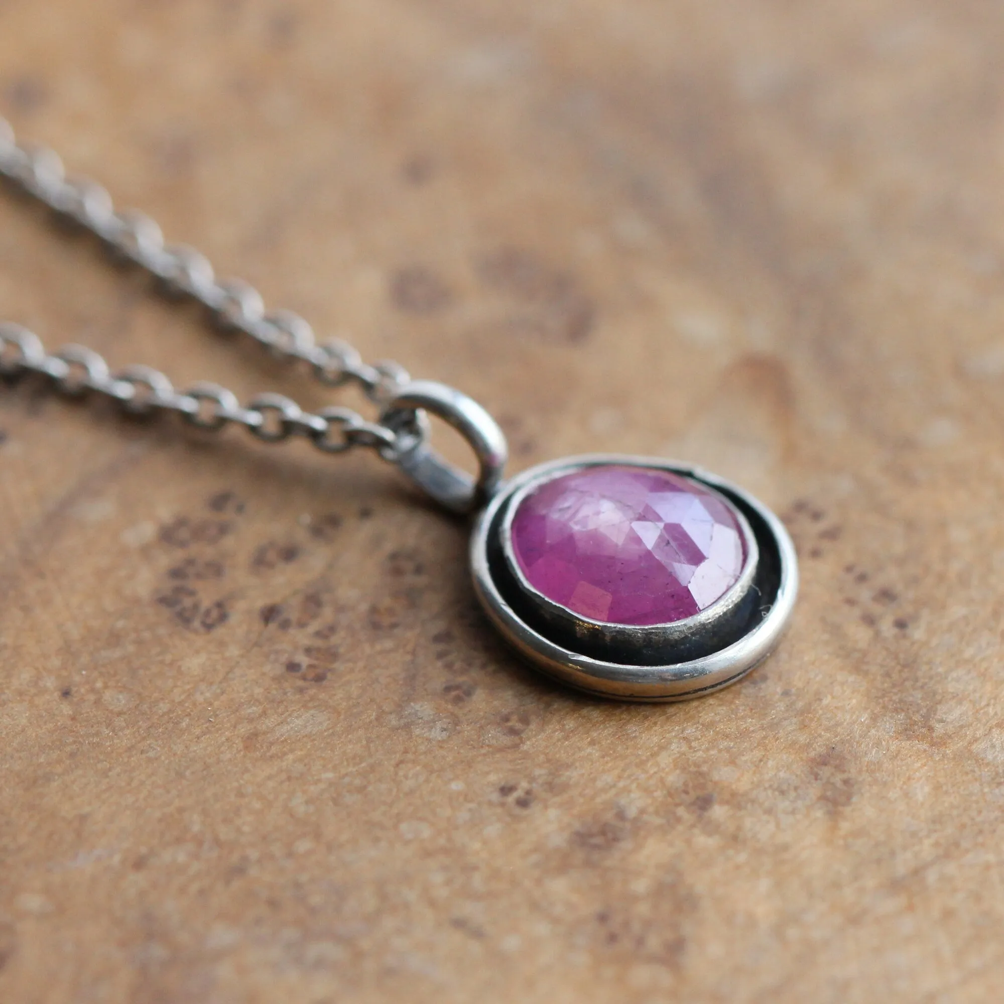 Pink Sapphire Necklace - Sapphire Pendant - .925 Sterling Silver - Silversmith