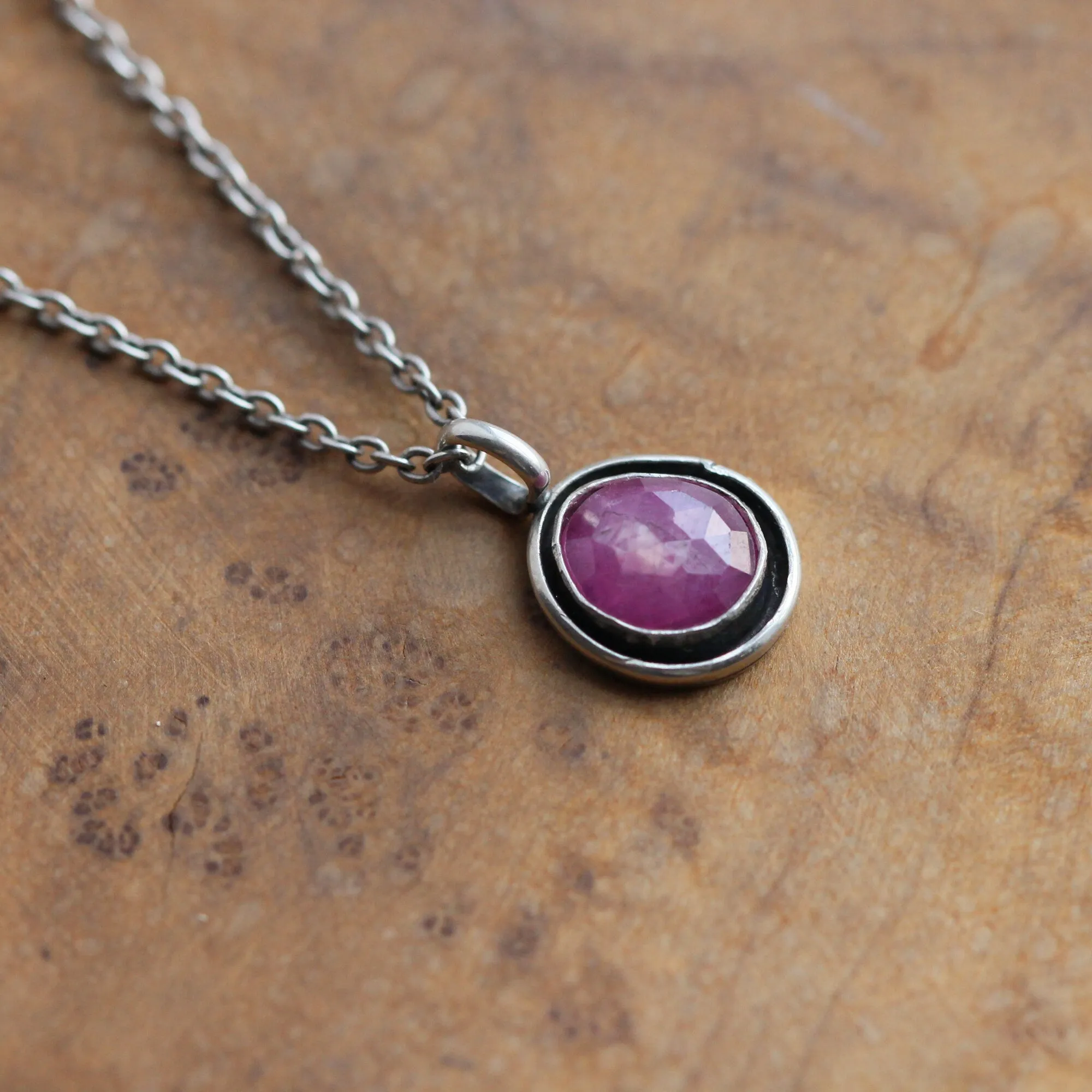 Pink Sapphire Necklace - Sapphire Pendant - .925 Sterling Silver - Silversmith