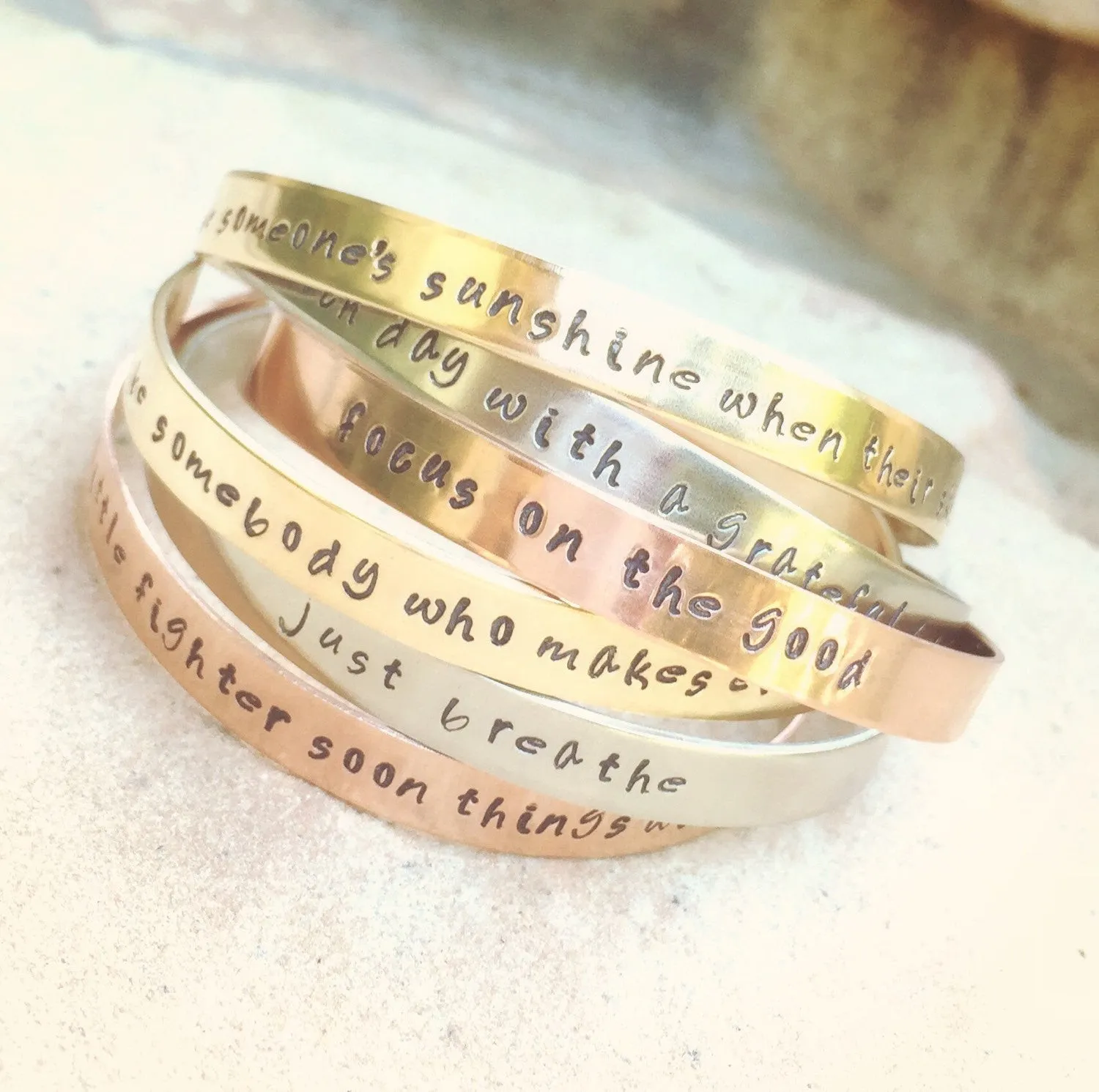 Positive Cuff Bracelets, Christmas Gifts Women, Personalized