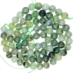 Prehnite Rutile 10mm Smooth Rounds Bead Strand