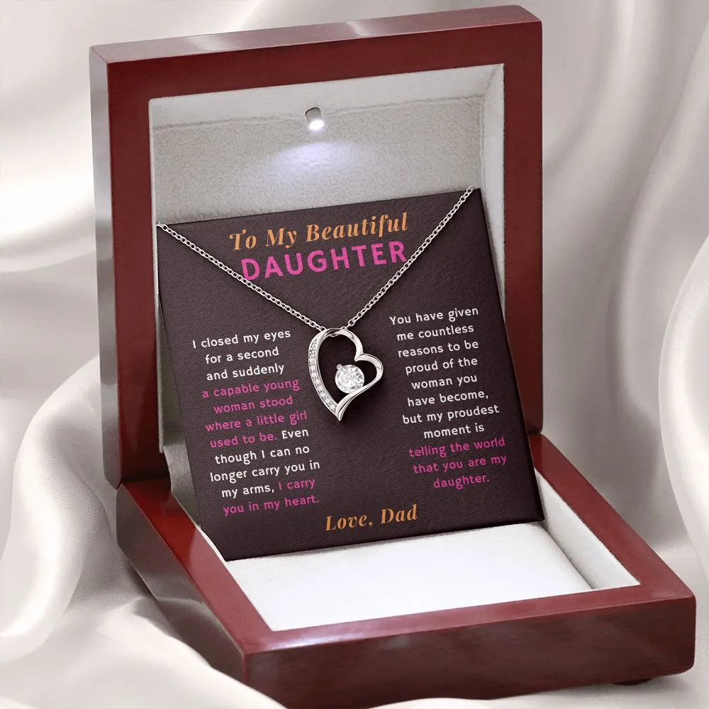 Proudest Moment is Telling the World That You are My Daughter Gift From Dad Heart Necklace