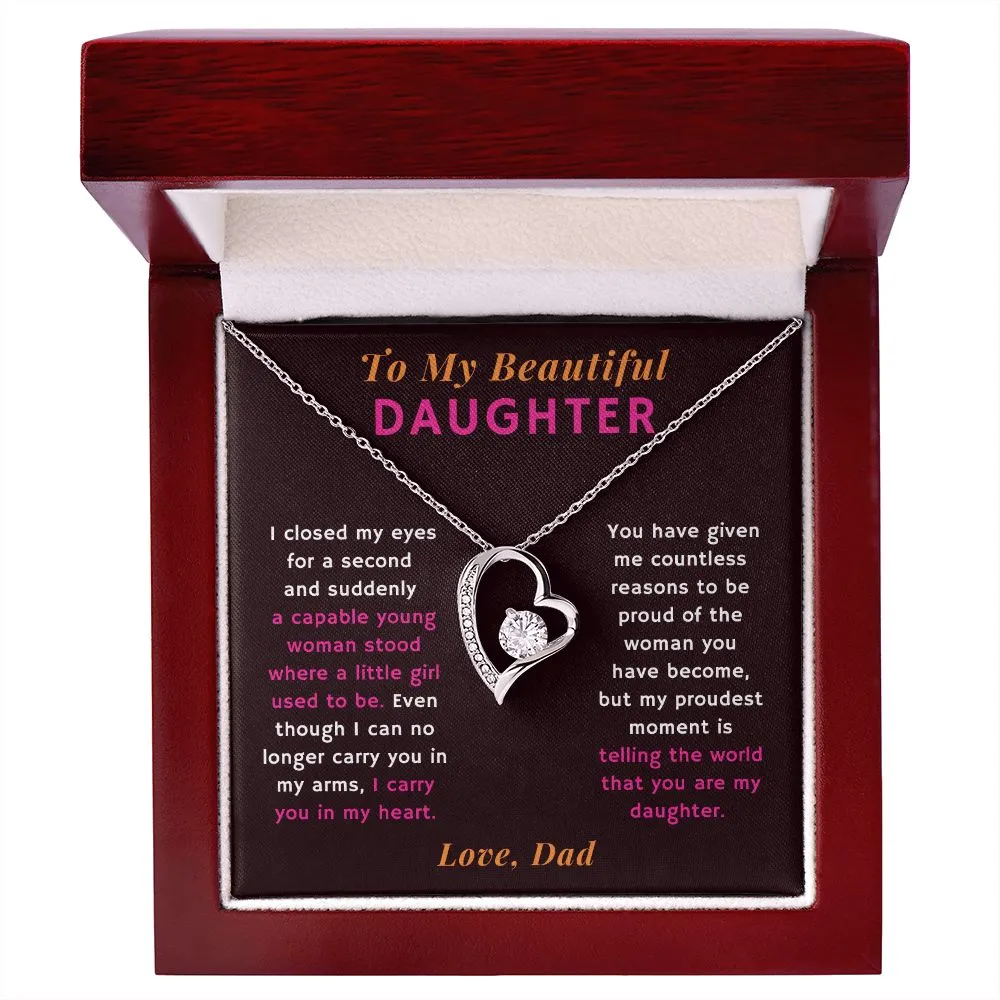 Proudest Moment is Telling the World That You are My Daughter Gift From Dad Heart Necklace