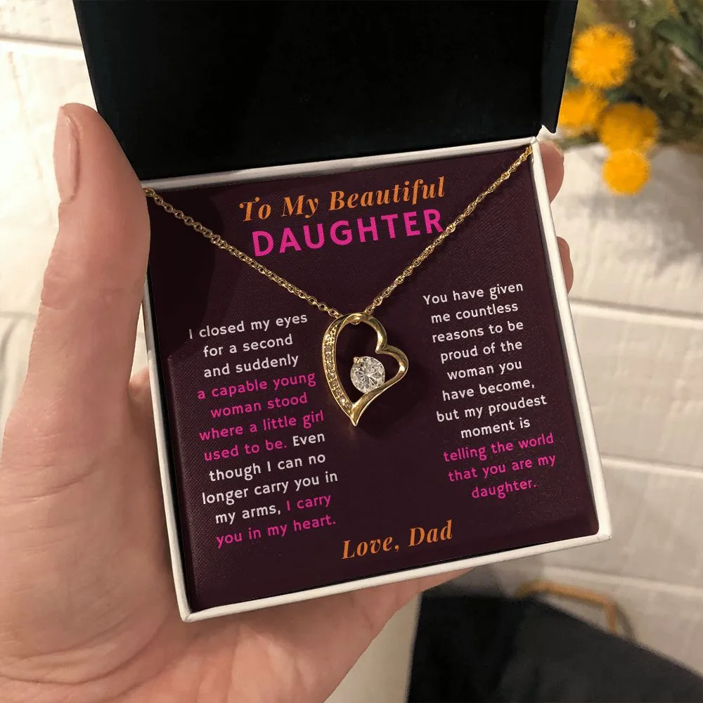 Proudest Moment is Telling the World That You are My Daughter Gift From Dad Heart Necklace