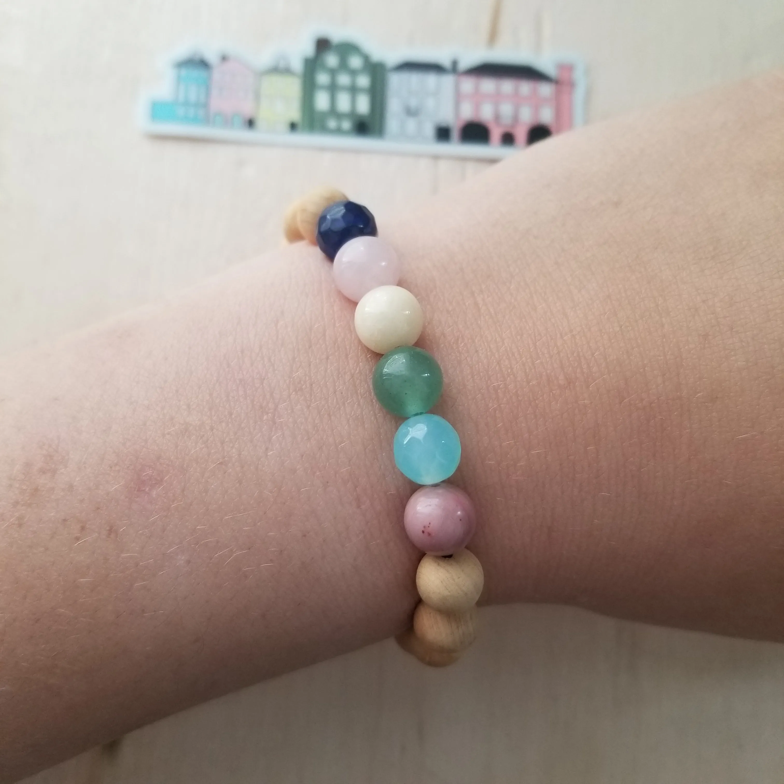 Rainbow Row Gemstone Essential Oil Diffuser Bracelet-- FREE SHIPPING