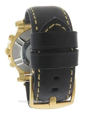 Reactor Mens Valkyrie Flight Chrono - Black Dial - Gold-Tone Steel - Leather