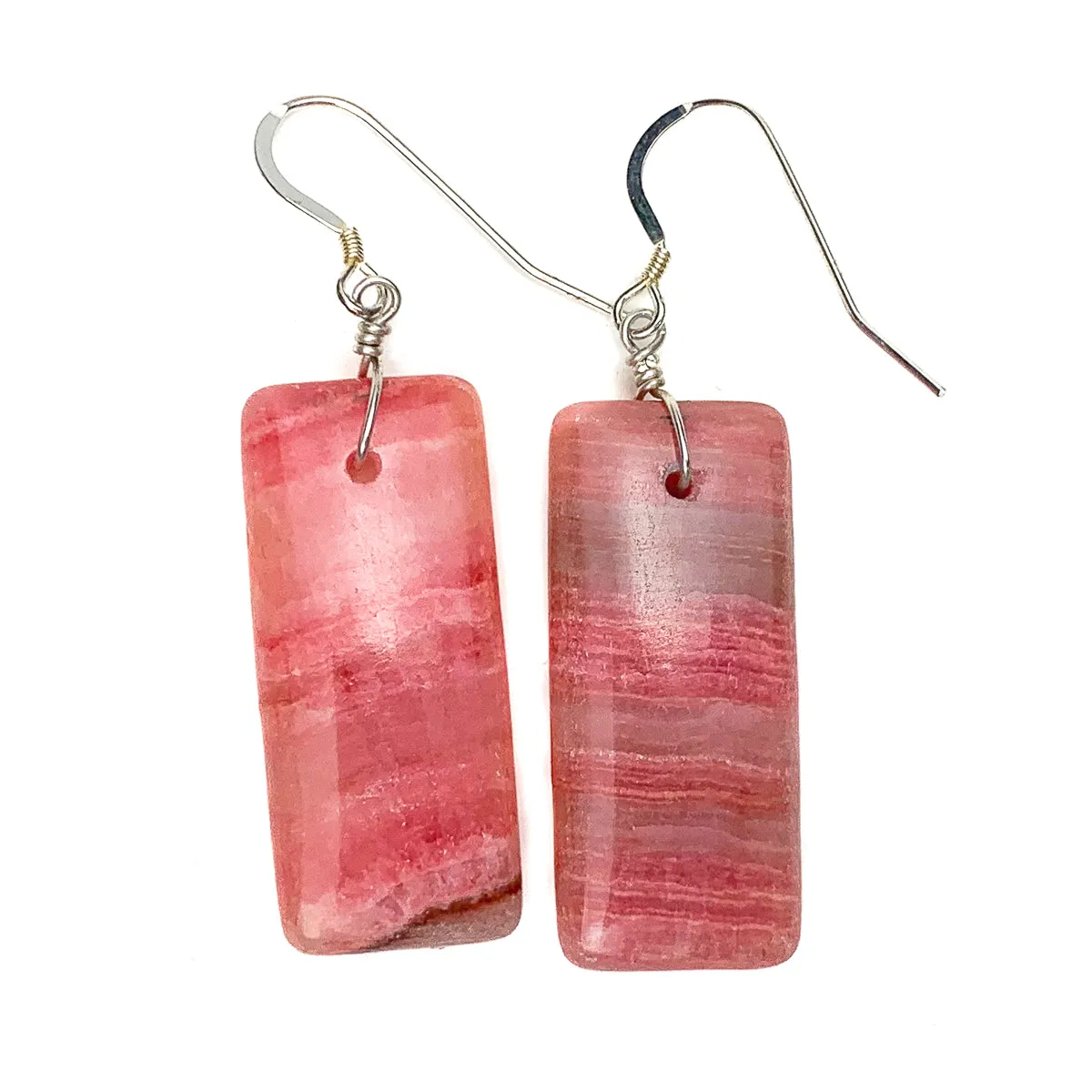 Rhodochrosite Earrings With Sterling Silver French Earwires